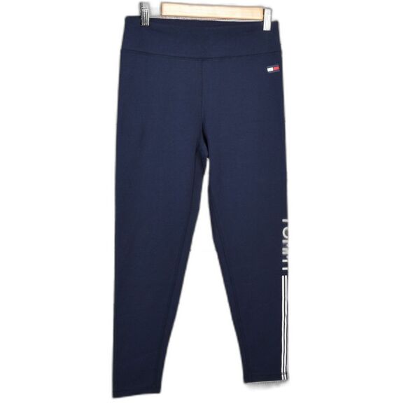 ​Tommy Hilfiger Navy Logo Pinstriped Capri Legging Size M - Picture 1 of 4